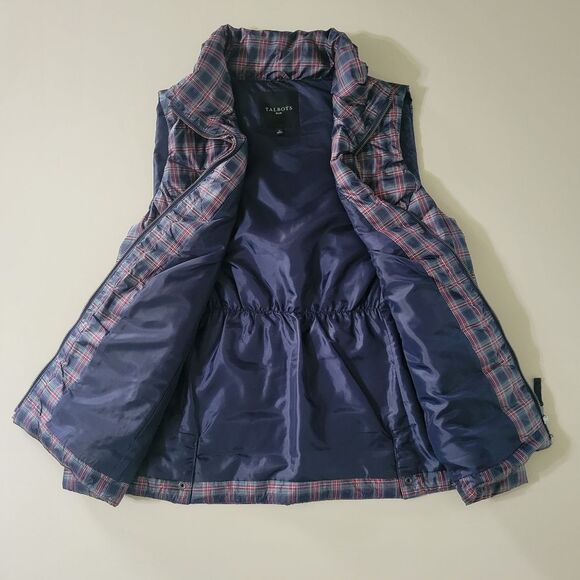 Talbots Navy Plaid Puffer Vest - Picture 9 of 16